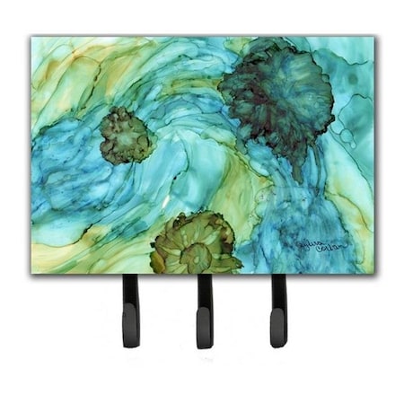 Carolines Treasures Carolines Treasures 8952TH68 Abstract In Teal Flowers Leash & Key Holder 8952TH68